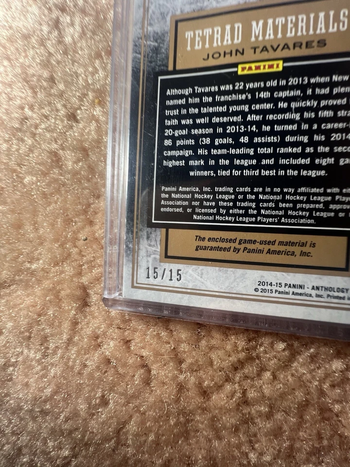 John Tavares 2014-15 Panini Antología Tetrada BANDERA Parche Jersey Etiqueta de Lavandería/15 Foto 3 de 4
