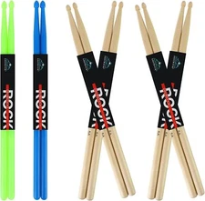 EASTROCK 5A Drum Sticks Maple Wood Drumsticks Blue Yellow Nylon+Wood 