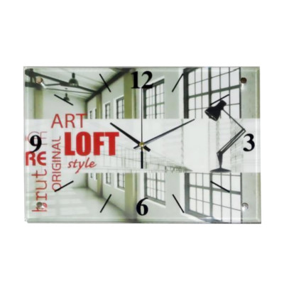 Wanduhr aus Glas Loft Motiv ''Art'' transparent 26 x 38 cm Glasuhr Wand Uhr