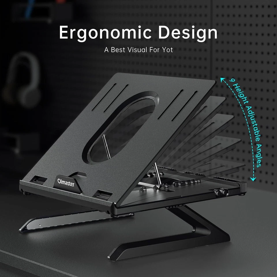 OImaster Laptop Stand for Desktop Adjustable Multi-Angle Folding Stand Heat Vent - Image 3 of 4