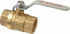 1" Pipe, Full Port, Brass UL Listed Ball Valve Inline - Two Way Flow, FNPT x ...