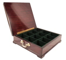 Mahogany Finish Tea Caddy with Brass Handles Bombay Very Nice Condition