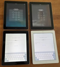 Lot of 4 iPad 4th Gen WiFi A1458 - 3 Black, 1 White - Good Batteries But LOCKED