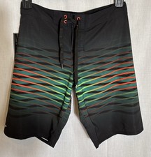 Micros Swim Trunks Youth Boys Size 16 Black Stripe Beach Summer Surf NEW