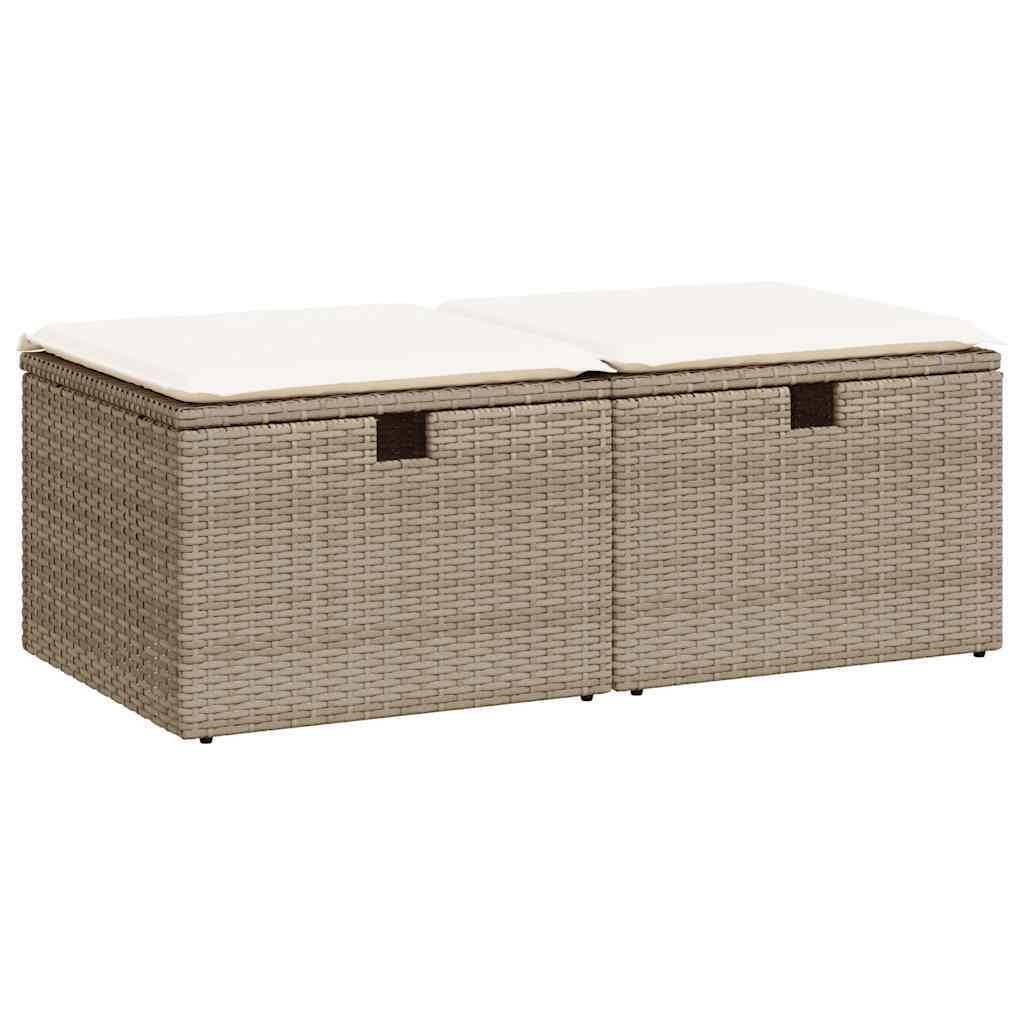 Garden Sofa Set Beige Poly Rattan, Acacia Wood, Powder-Coated Steel