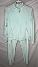 Pierre Cardin Tracksuit Size Small Teal Pink Loungeware Cotton Blend Vintage 80s