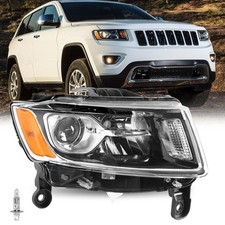 Headlight Assembly for 2014-2016 Jeep Grand Cherokee,Black with Amber,RH