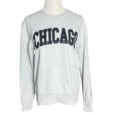 New York Popular Chicago Graphic Sweatshirt Gray Crewneck Mens Medium TI-005/NTF