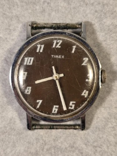 Vintage Timex Mercury Brown Dial Manual Wind Wristwatch For Parts Project Repair