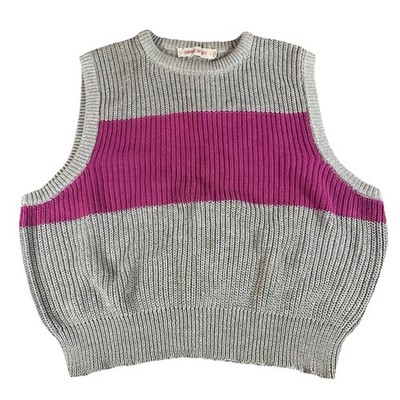 VINTAGE Esprit Sport Sweater Vest Gray Pink Women s Size Large