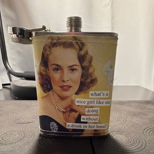 Anne Taintor Stainless Steel 4oz Leak Proof Hip Flask Novelty Vintage Retro