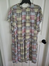 Loft Women’s Stripe Dress Multi Color Short Sleeve Tiered Size XXL
