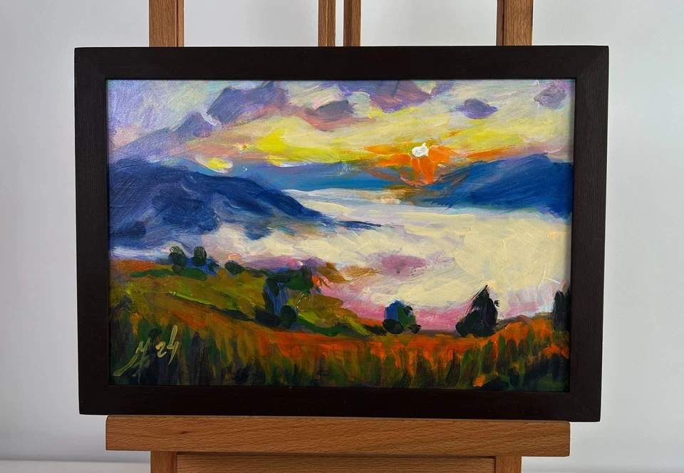 亚克力绘画 山谷雾 M. Patskan 原版 nAAA4825 — 第 2/4 张图片