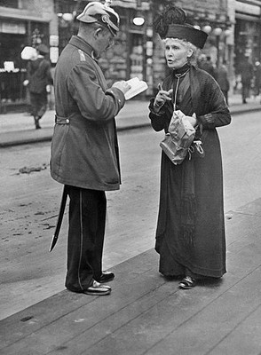 Berlin series a policeman giving an old lady informations Historic Old Photo