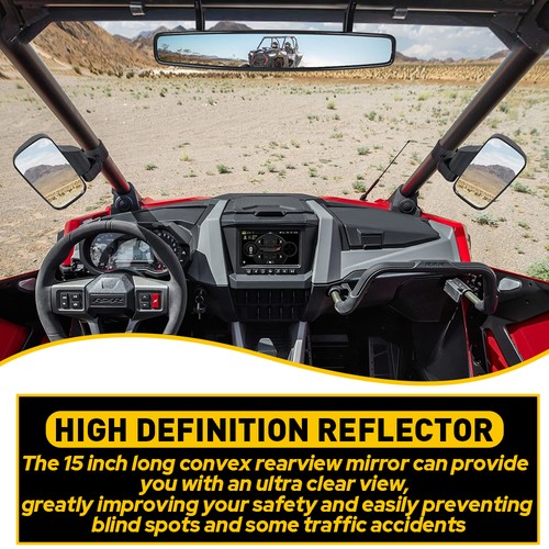 15" UTV Rear View Center Mirror w/ 1.75" Bar for Polaris RZR 800 900 S/XP 1000 - Picture 6 of 11