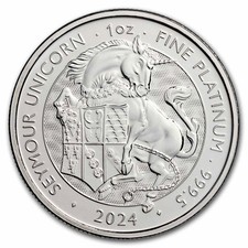 2024 GB 1 oz Platinum Royal Tudor Beasts Seymour Unicorn BU Coin 1844.62 per troy oz