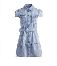 Alice + Olivia Miranda Button Down Blue Mini Denim Dress SIZE 8