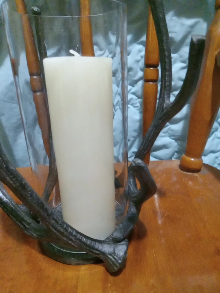 (092) Mainstays Decorative Metal Rustic Antler Hurricane Pillar Candleholder - Image 3 of 4