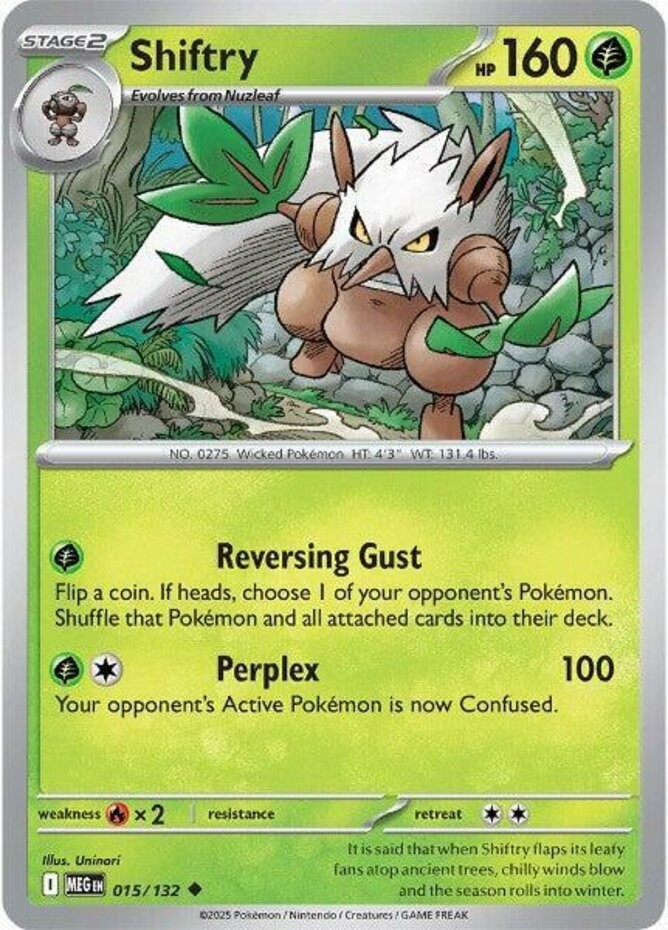 Pokemon Shiftry - 015/132 - Uncommon - Reverse Holo NM-Mint Mega Evolution Base