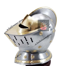 Medieval Burgonet Helmet Bascinet Visor European Closed Armor Helmet Halloween