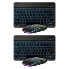 2 Pack Ultra-Slim Bluetooth Keyboard and Mouse Portable Mini Wireless Keyboar...