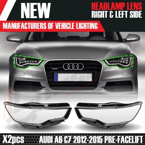 FOR AUDI A6 C7 PRE-FACELIFT LEFT OR RIGHT SIDE FRONT HEADLIGHT LENS COVERS 12-15