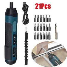 21Pcs 3.6V Electric Cordless Screwdriver Adjustable Torque Screwdriver USB Set