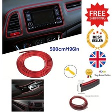 Car Decoration Trim - Flexible Interior Strip for Dashboard Cover - 196in Red