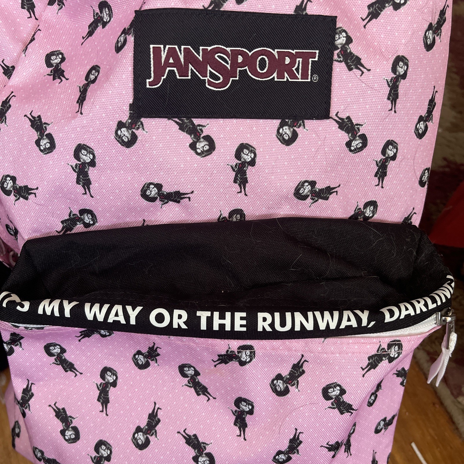 RARE Jansport Disney Pixar Pink INCREDIBLES EDNA Superbreak Backpack Never Used image 2