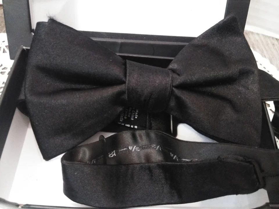 The Men's Store at Bloomingdale's Men's Black Solid  Silk ADJUSTABLE Bow Tie - Image 4 of 4