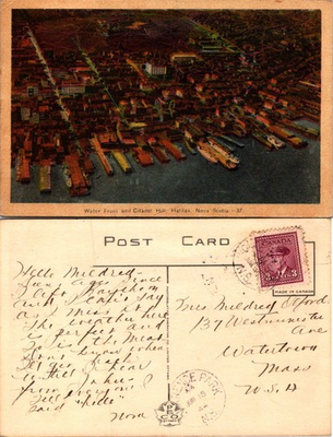 #ad #ad Water Front Citadel Hill Halifax Nova Scotia Postcard Mailed 3c Canada 1944 $8.99