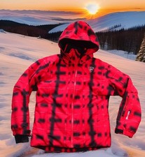ROSSIGNOL PISTE HOODED SKI/WINTER JACKET Boy's size 12 Red  Black Awesome 
