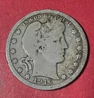 1916D US Barber SILVER Quarter "Philadelphia" Mint! VG! Old US Coin!