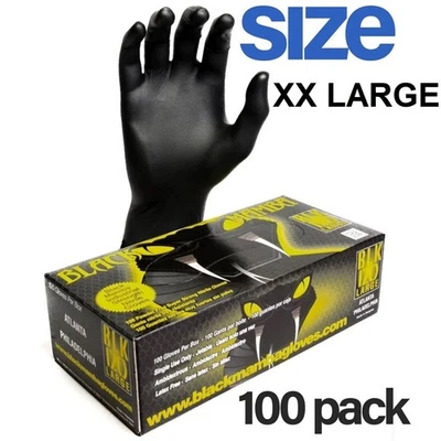 BLACKMAMBA Black Mamba Super Strong Mechanics Workshop Disposable Nitrile Gloves - XX LARGE