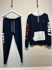 Polo Ralph Lauren Large Hoodie W/Medium Sweatpants Tracksuit 1967 Navy T-shirt