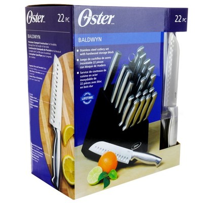 Oster 70562.22 Baldwyn 22 Piece Stainless Steel Cutlery Set Handles And Wooden