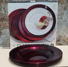 Linens N Things Set of 4 Red Charger Plates