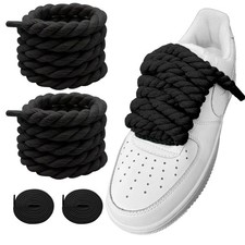Rope Shoe Laces, Black Thick Rope Shoelaces for Air Force 1 AF1 Sneakers Desi...