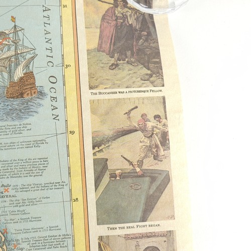 VINTAGE 1990 FLORIDA Pirate Treasure Map Poster FAUX PARCHMENT ~ 23" x 17" - Picture 5 of 11