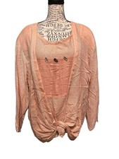 Vintage Nino Wong Tunic Womens L Romantic Pastel Pink Wood Buttons Whimsical