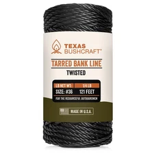 Tarred Bank Line Twine-#36 Black Nylon String for Fishing, Camping and Outdoor