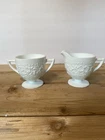 Vintage Indiana Milk Glass Orange Blossom Creamer and Sugar Set 4" x 5.5"