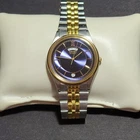 Seiko Blue Dial Full Day Date Watch Silver and Gold Band Vintage 7N43-8A39 Mens