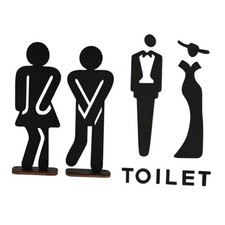 4 Pcs Bathroom Sign for Men and Women, Rustic Bathroom Decor Signs, Washroom