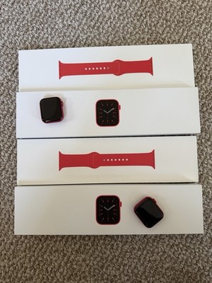 2 x Apple Watch Series 6 40mm Red Aluminum GPS 64GB w/ Red Sport Band