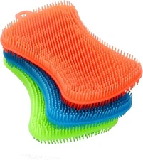 3PCS Food-Grade Silicone Dish Sponges – Multi-Purpose Kitchen Cleaning Brushes