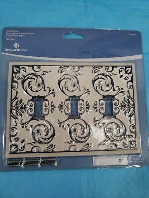 Brainerd Fairhope 3-Gang White Wash Triple Toggle Wall Plate-662664-LOT OF 2 