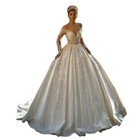 Ruching Portrait/Off-Shoulder Ball Gowns Wedding Dresses