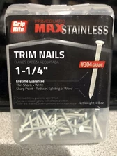 Grip Rite Prime Guard #MAXN114THW304C Stainless 1 1/4” WHITE Trim Nails 4 Oz.