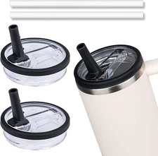 2x Flip Straw Lid for Stanley Quencher,Spill Proof 40oz Tumbler Lids for Stanley